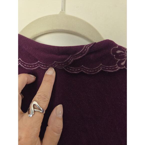 Vtg Vanity Fair S Purple Velvet Velour Robe Housecoat Lightweight Snap Pockets - Picture 11 of 11